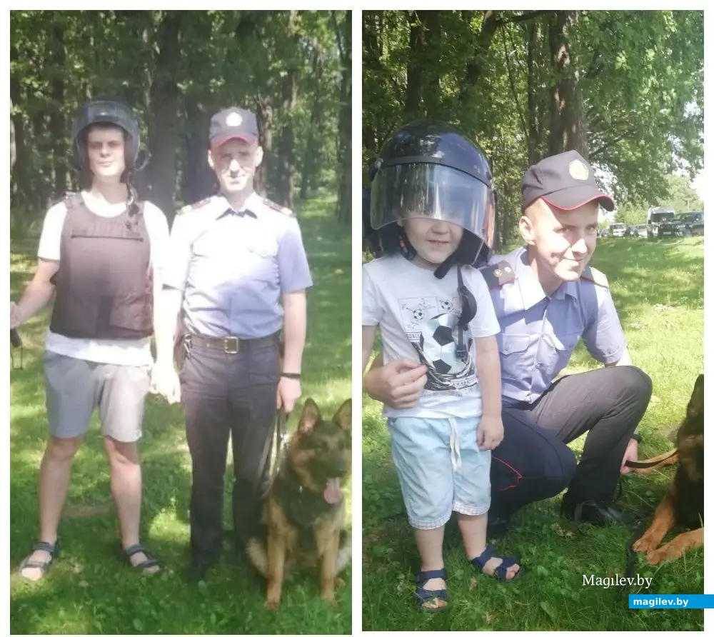 1.07.2022 г. Могилев, Дачный поселок. На открытии детвора фотографировалась в форме и с овчарками. Свои площадки здесь организовали различные городские службы