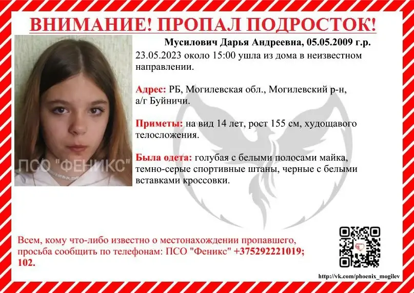 Ориентировка от ПСО «Феникс».