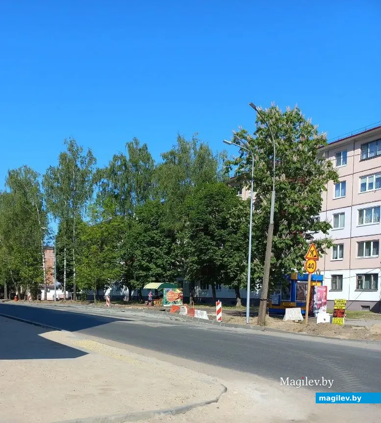 Май 2023 г. Могилев. Новая остановка по улице Строителей.