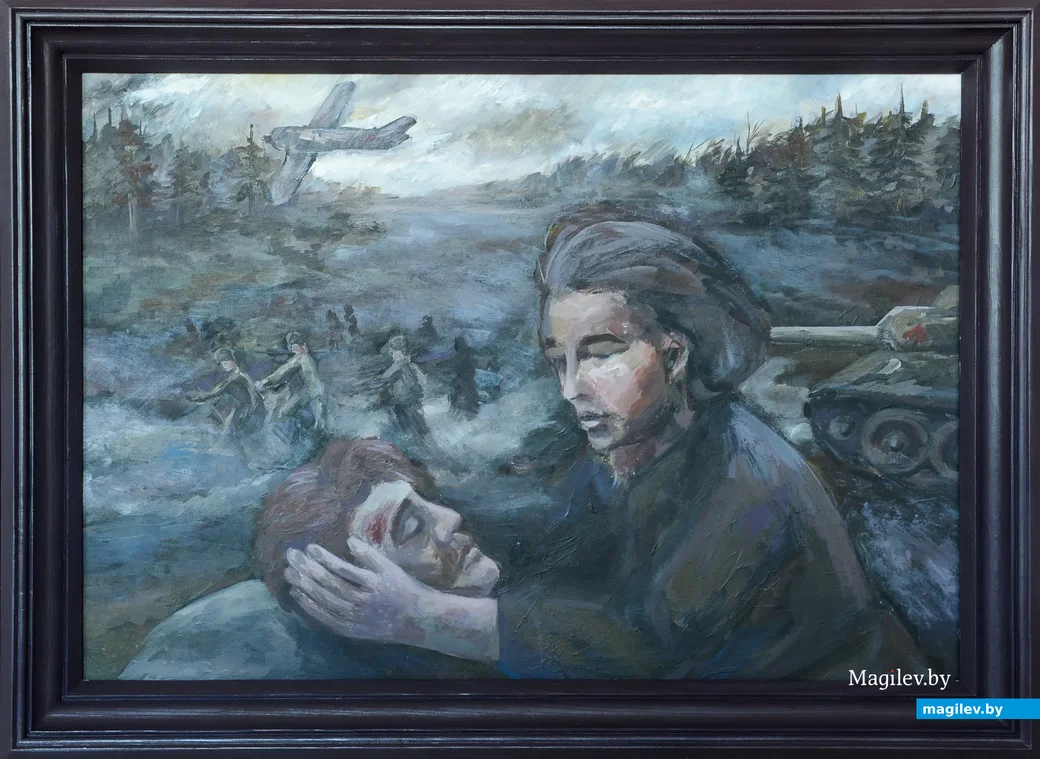 Ксения Парамонова (17 лет). «Ценою жизни» (холст, акрил). Руководитель — В.И.Хроменков.