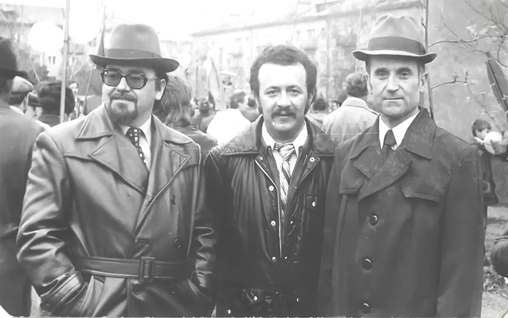 Бобруйск, начало 1980-х. Л.В. Раскин (справа) и его коолеги: М.Е.Марголин, В.В.Щура.