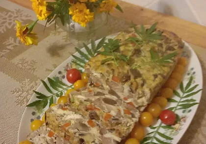 Готовим сами. Запеканка из куриной печени с грибами