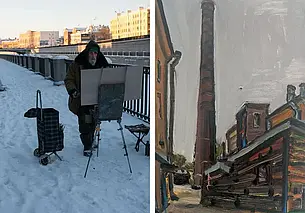 Невзирая на погоду. Художник Борис Борщ пишет свои картины и в сибирский  мороз, и в африканский зной
