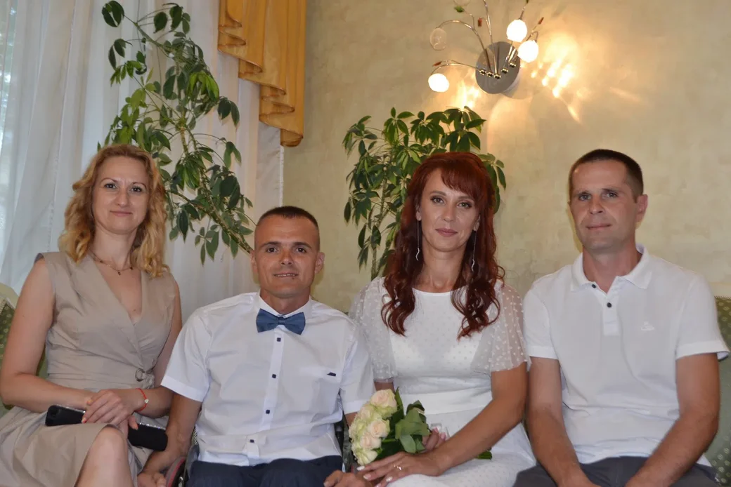 Молодожены Наталья Никитина и Константин Должецкий и свидетели на свадьбе Надежда Шамедько