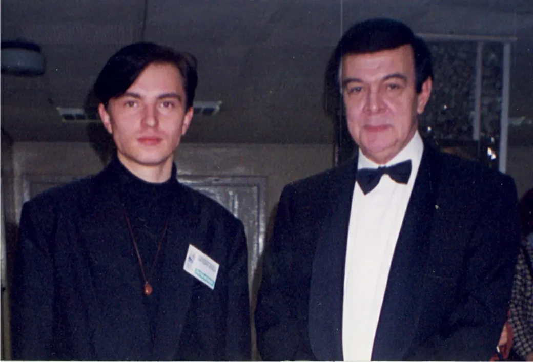 Павел Усович со своим кумиром – Муслимом Магомаевым. Могилев, 1998 год.