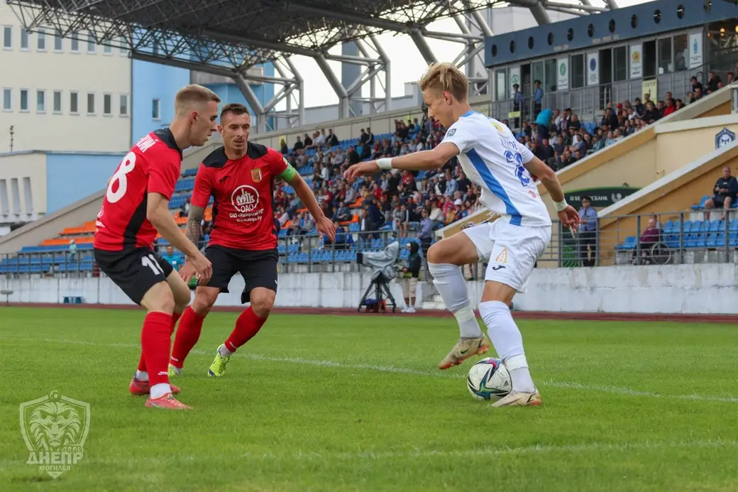 Высшая лига Беларуси по футболу. Могилев, 16.07.2022. Играют Днепр со Славией. Счет - 1:3. Фото: пресс-служба Днепра