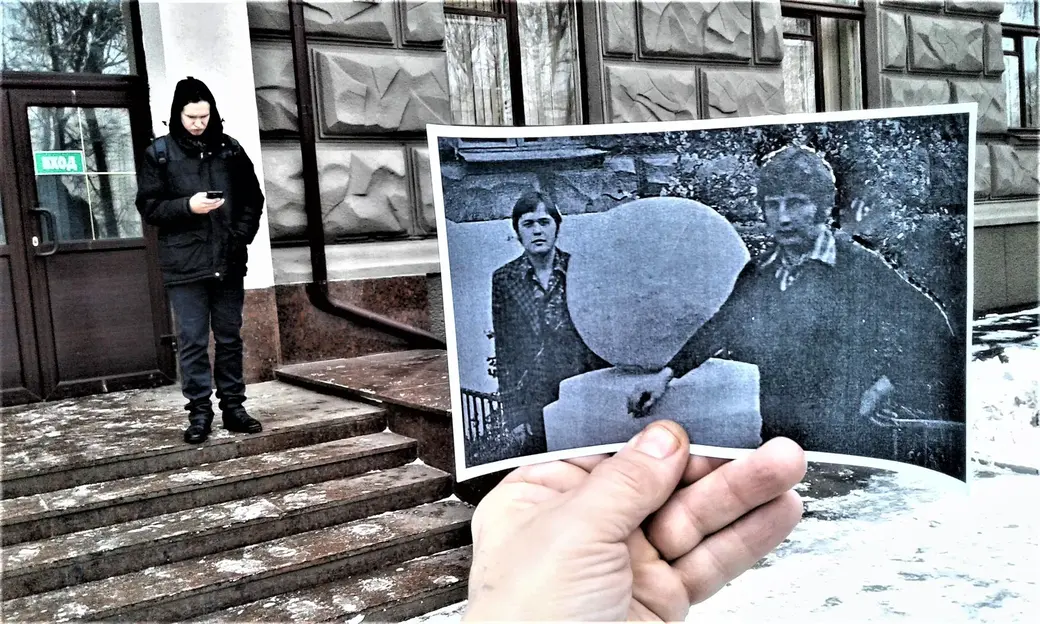 На ступеньках первого конкурса ММИ возле «Шара знаний», которого сейчас нет, 1973--2018 годы
