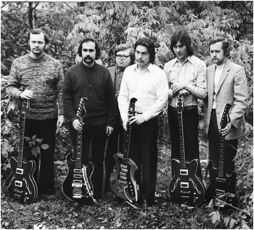 Могилевские «Романтики»: Ажипа, Гольдман, Михалевич, Шабалин, Гуленков, Крумкачев. Могилев 1970-е