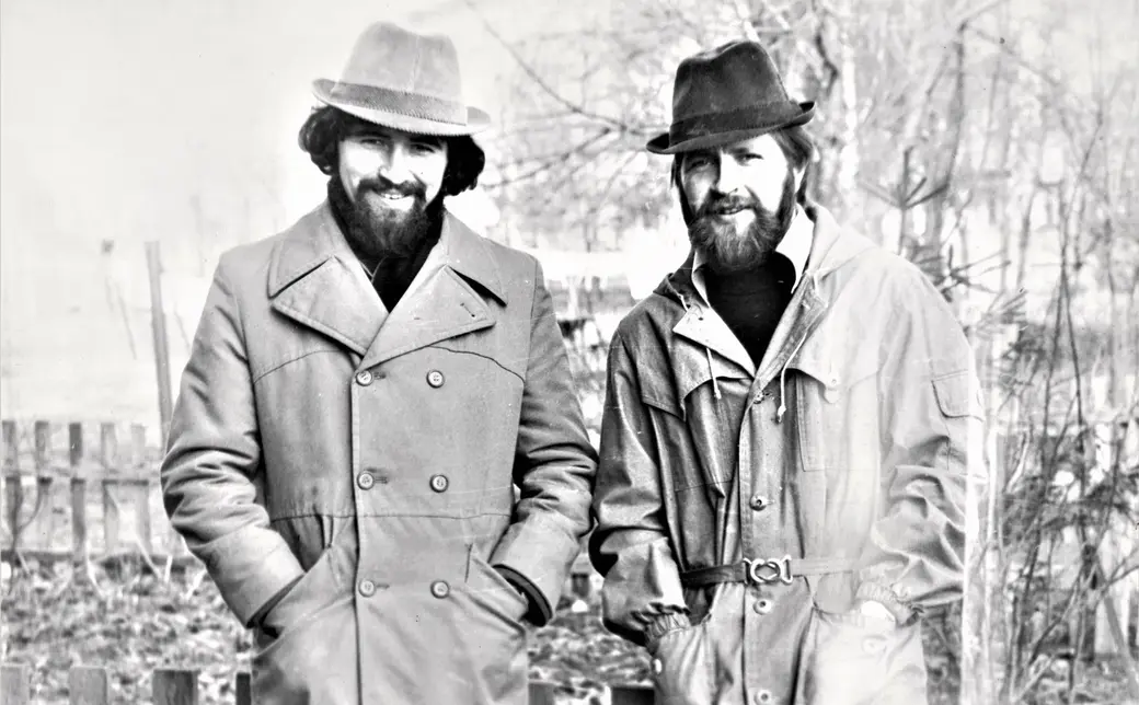 Александр Филипченко (слева) со своим старым товарищем Александром Образцовым. Могилев, конец 1980-х