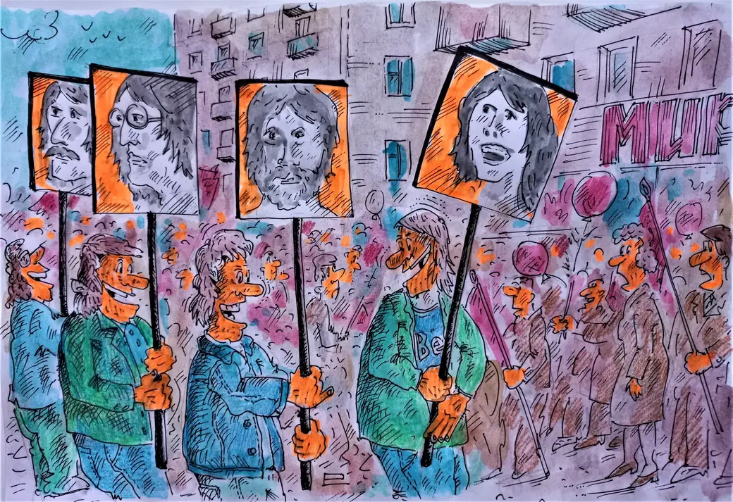 Примерно такой видел Леня Дюс ситуацию с битловскими портретами. И не только он один видел...