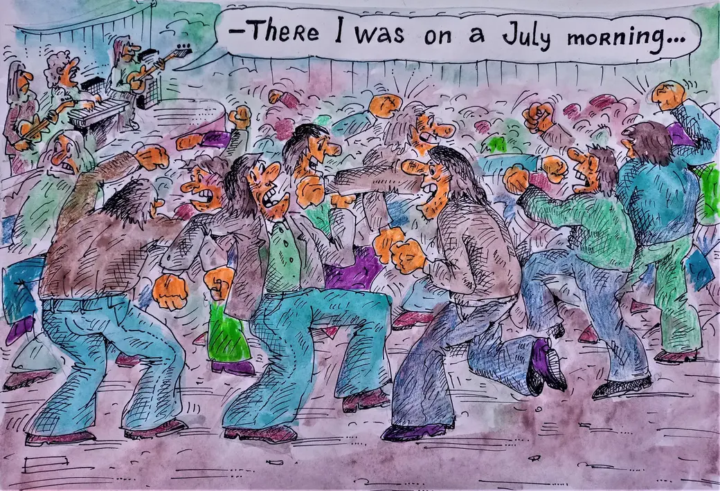 В городском парке можно было и потанцевать под хорошую музыку, и размять конечности. Рисунок автора