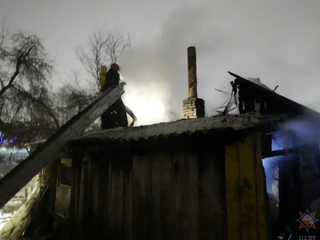 Пожар на улице Ангарской в Могилеве. 24.01.2022