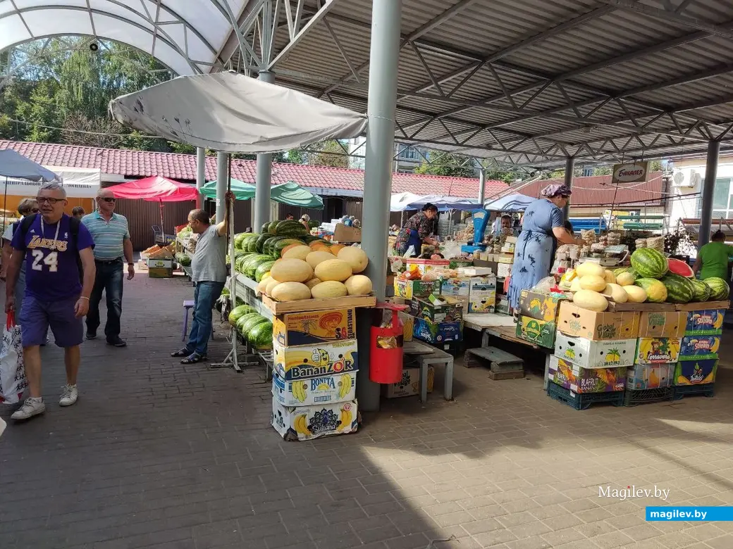 Центральный рынок, Могилёв, 12.08.2022 г. На разрезанном арбузе написано: Абразец
