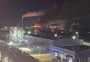 Пожар тушили вчера вечером в цеху на «Кроноспан» в Могилевском районе