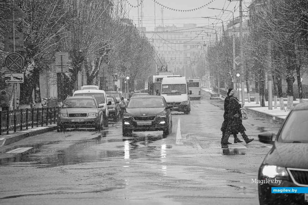 06.04.2022. Бобруйск. Снегопад 6 апреля 2022 года