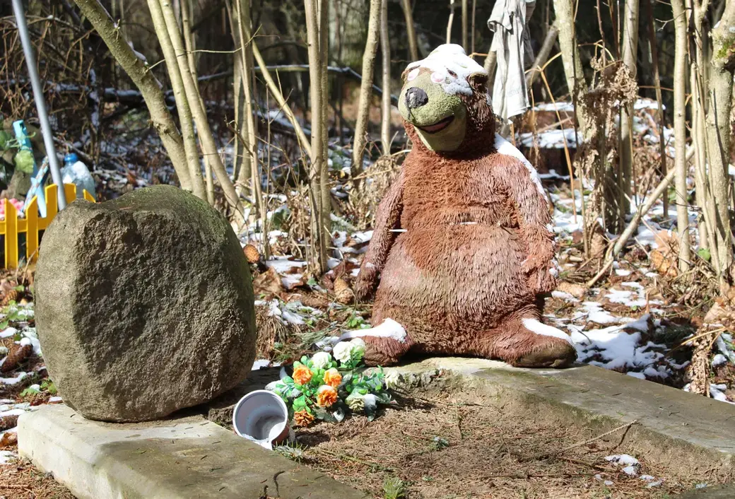 Апрель 2022 год. Могилев. Любуж. Несанкционированное кладбище для животных.