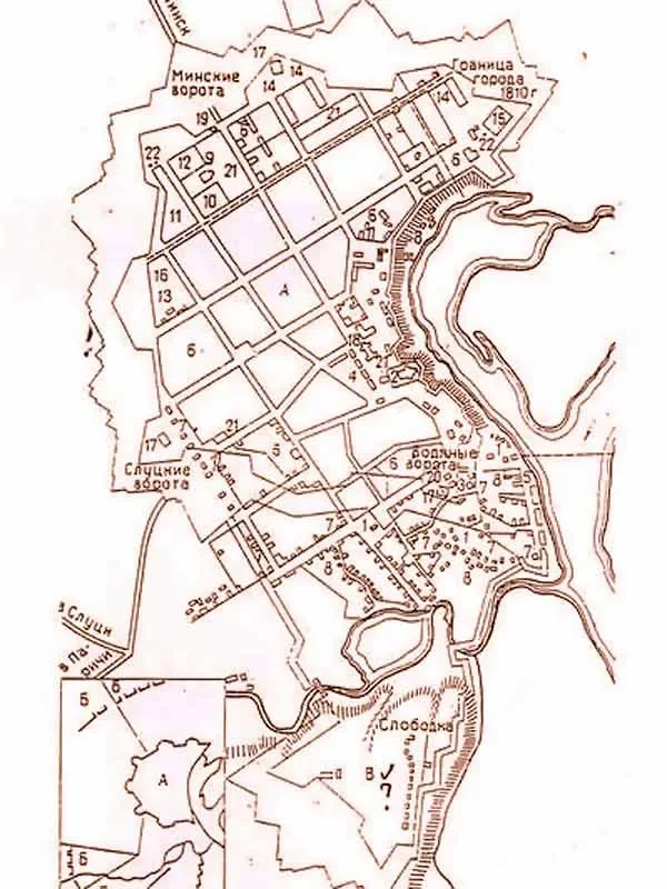 Карта Бобруйской крепости с указанием ворот. С сайта wiki.bobr.by