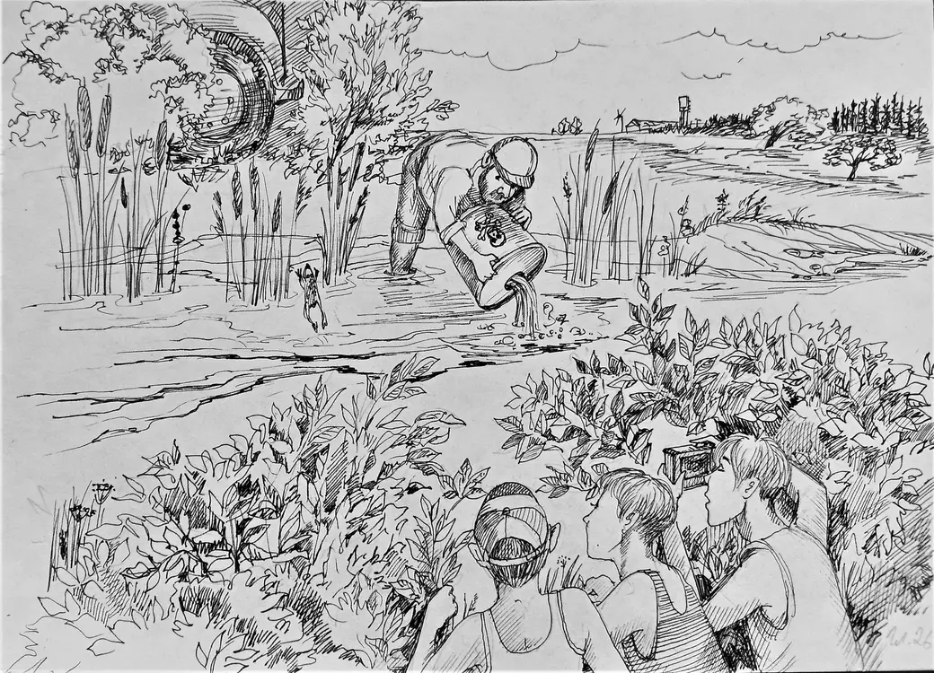 Рисунок Оксаны Красницкой. Галерея Андрея Воробьева, 13 мая 2022 года.