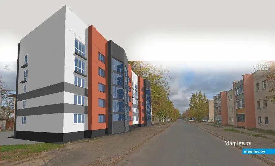 Проектное решение пятиэтажного дома с лифтом. Будет построен по улице Строителей в Могилеве.