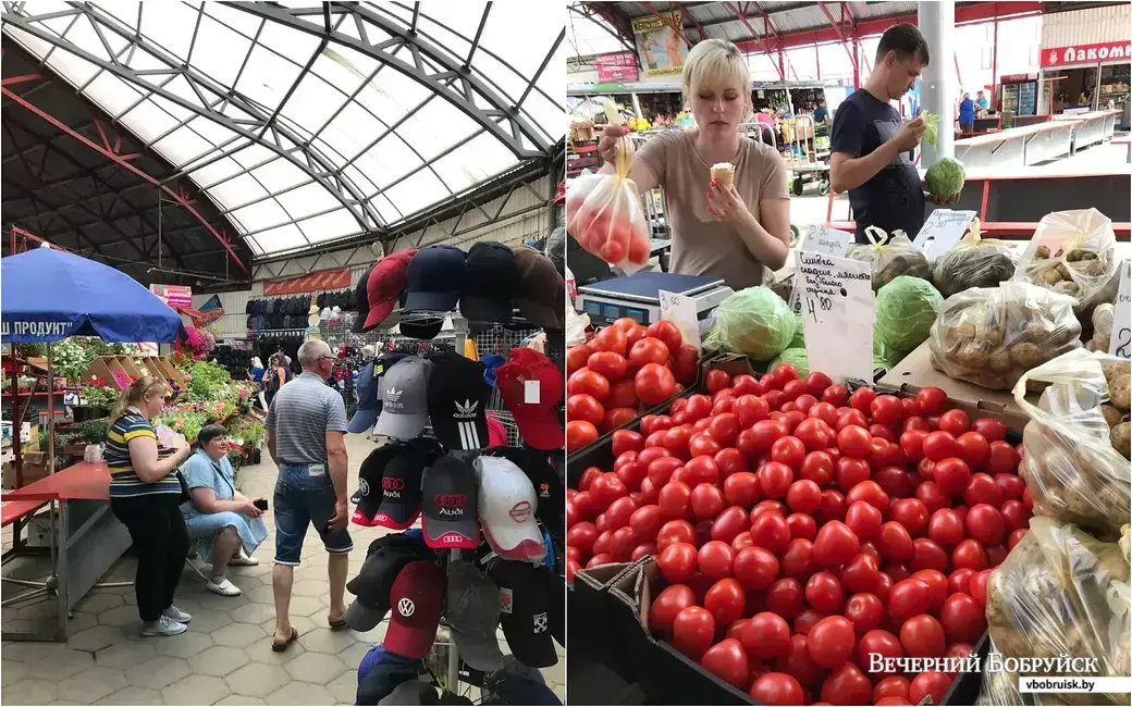 Одна продавец элегантно обмахивает себя веером, другая: одной рукой взвешивает товар, а другой – ест мороженое.