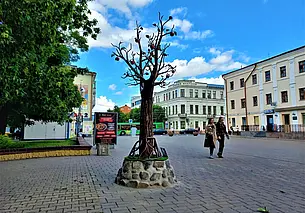 Возле скверика имени Герцена в Могилеве засветилась яблоня в солнечных лучах