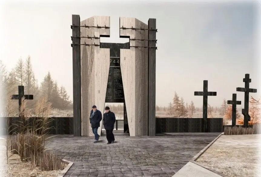 Реконструкция мемориального комплекса в память узников Озаричского лагеря смерти. Фото макета: «Гомельская правда».