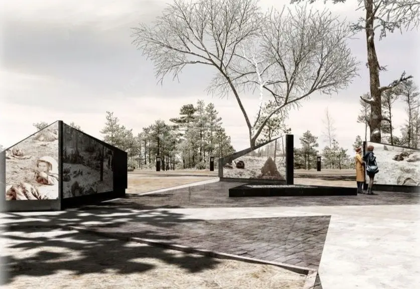 Реконструкция мемориального комплекса в память узников Озаричского лагеря смерти. Фото макета: «Гомельская правда».