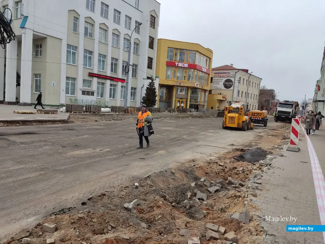 Капитальный ремонт улицы Комсомольская. Могилев, 20.03.2023 г