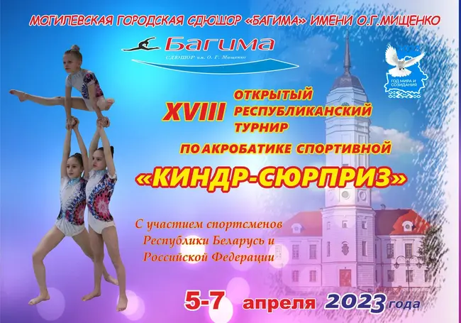 Турнир по акробатике «Киндр-сюрприз» пройдет в Могилеве с 5 по 7 апреля. Вход для болельщиков свободный