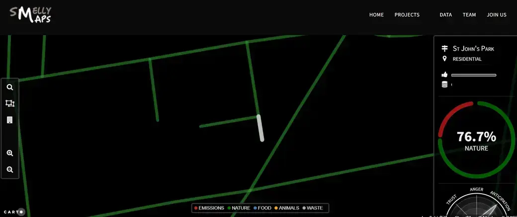 В парке Святого Джона, как оказалось, пахнет природой. Фото: скриншот сайта goodcitylife.org/smellymaps.