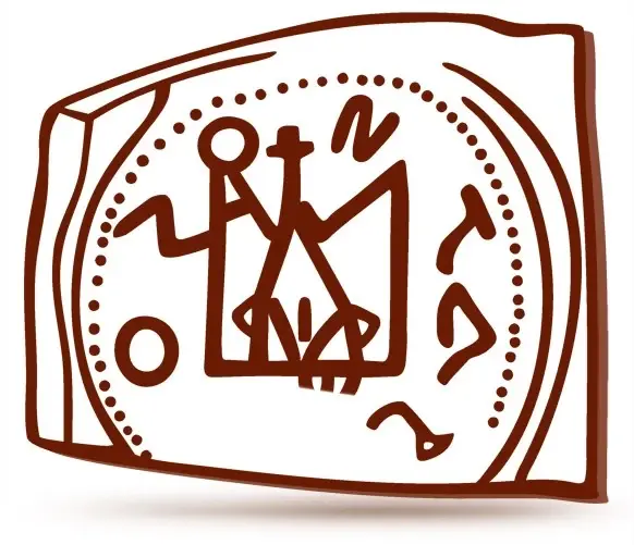 Печать полоцкого князя Изяслава Владимировича (ок. 978/979 — 1001). Найдена в 1954 году в Новгороде Великом.