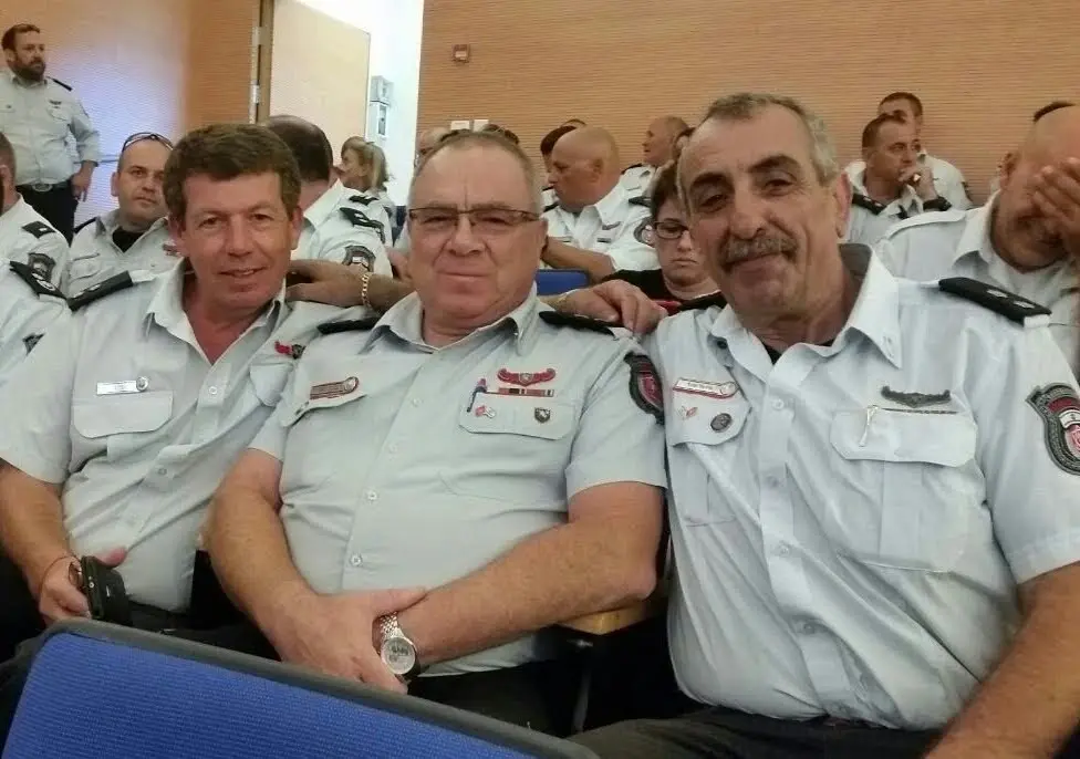 Леонид (посередине) на совещании с сослуживцами. Израиль, 2018 год