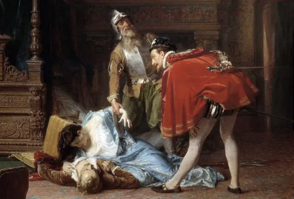 Варфаламееўская ноч. Сцэна забойства гугенота. Карціна знаходзіцца ў Луўры