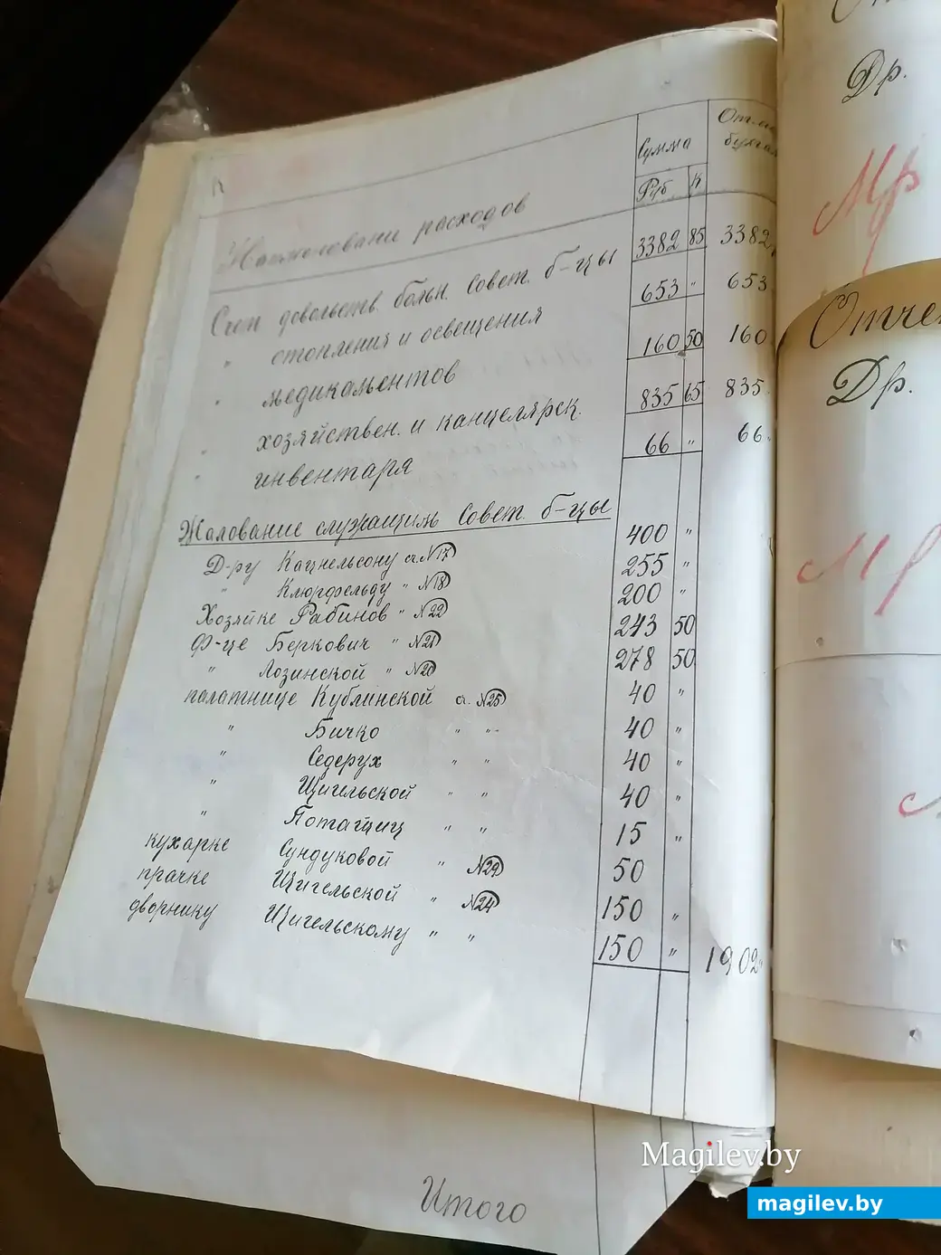 Требовательная ведомость на выдачу заработной платы и расходы на содержание больницы. Фото автора.