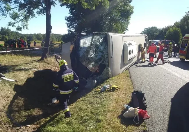В Польше перевернулся белорусский автобус – пострадали 20 пассажиров