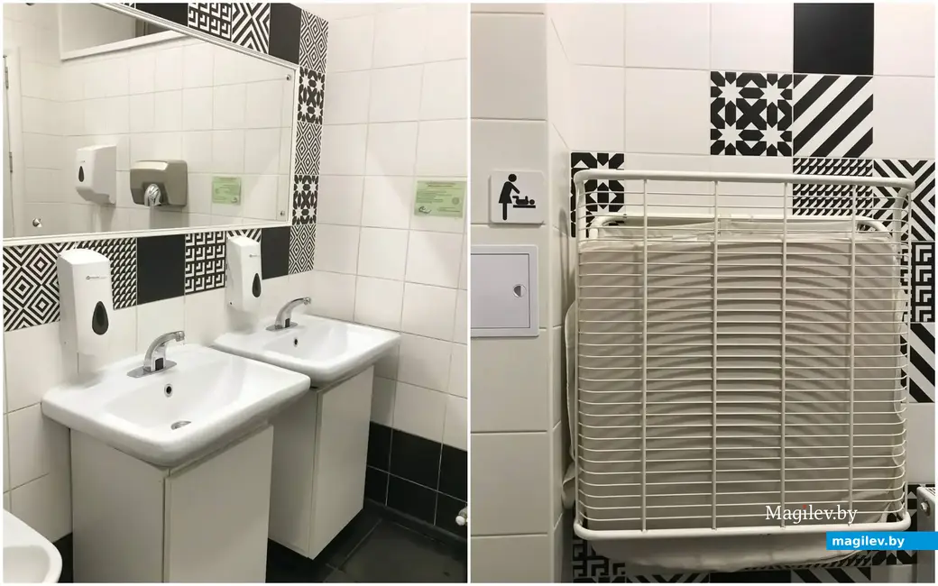 В туалете есть даже пеленальный столик для мам.