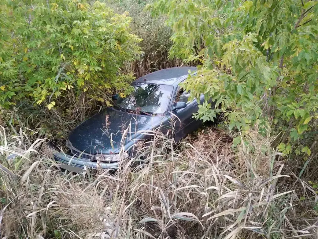 В Бобруйске бесправник 1 октября съехал в кювет. К счастью, никто не пострадал. Фото: ТГ Милиция Могилевщины