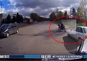 В Кричеве авария с мотоциклистом попала на видео