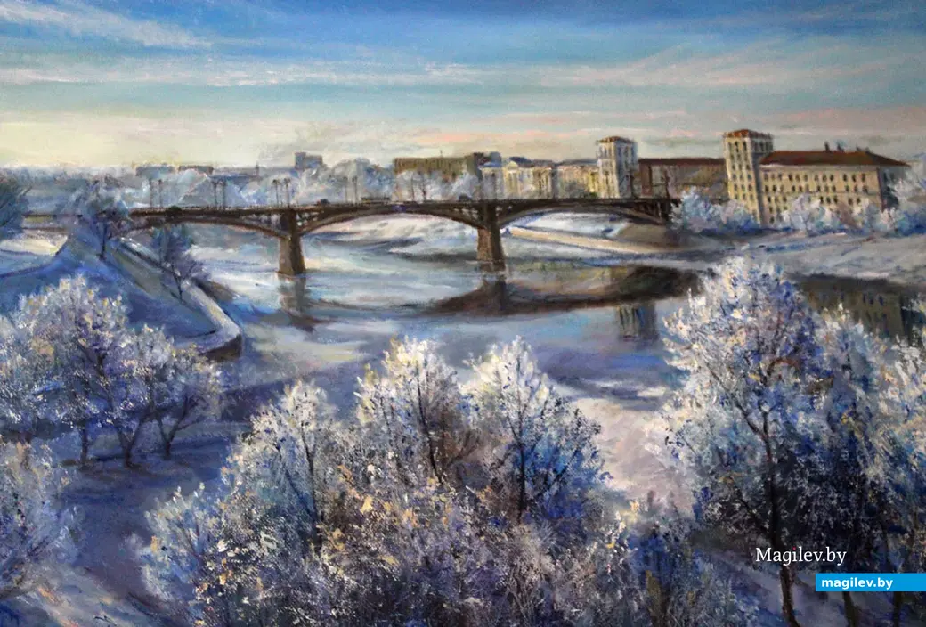 Зимний пейзаж. Работа могилевского художника Сергея Киселева. Сентябрь 2022 года.