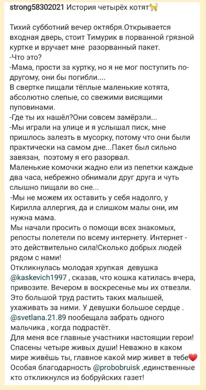 История неравнодушия и взаимопомощи.