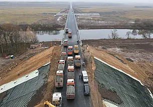 Состоялось испытание моста через Днепр строящейся объездной дороги вокруг Могилева