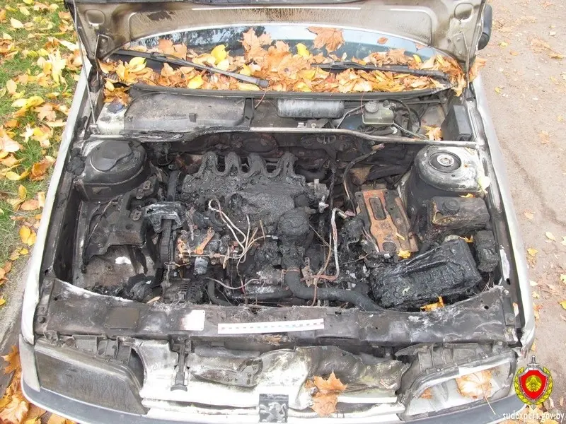 Возгорание началось в моторном отсеке. Фото: ГКСЭ по Могилевской области