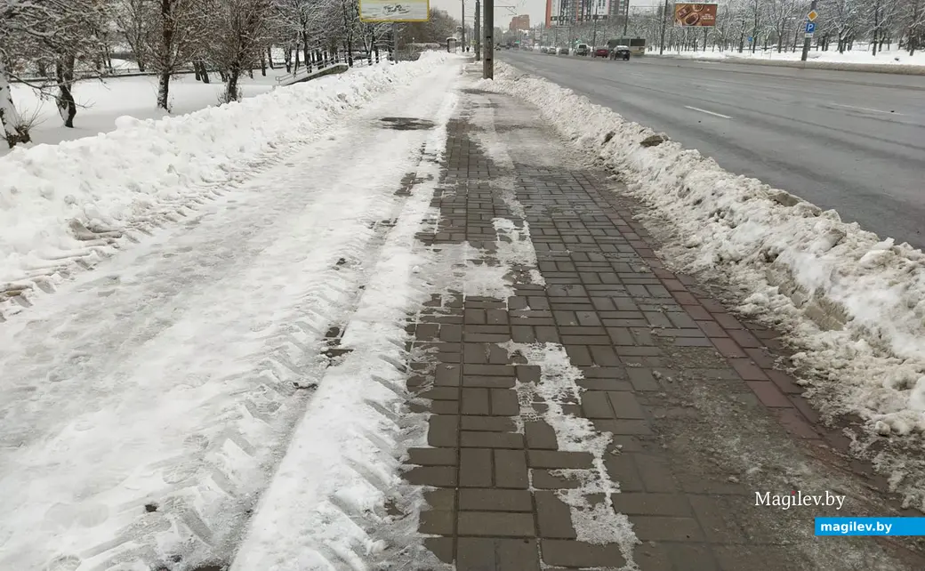 Пушкинский проспект. Могилев. 28 ноября 2022 года. Тротуар вполне пригоден для прогулок.