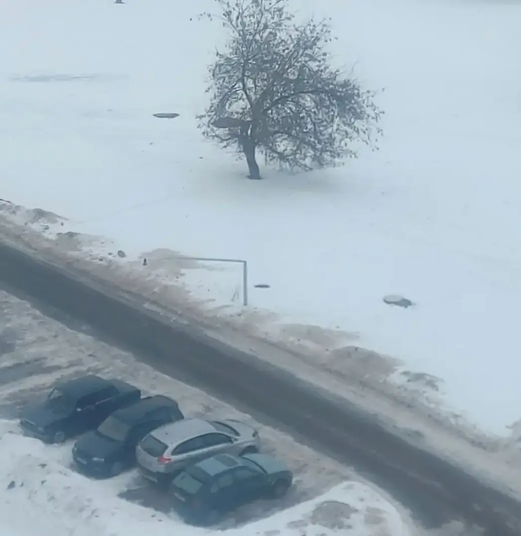 27.12.2022 г. Могилев, Криулина. Мусоровоз снес три фонарных столба, фото: паблик «ЧП Могилев»