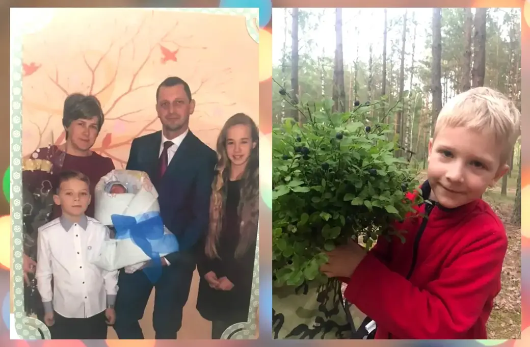 Январь 2017, Татьяну и новорожденного Ваню встречают в роддоме муж Алексей и дети Лиза и Стас. Пятилетний Ваня собирает чернику.