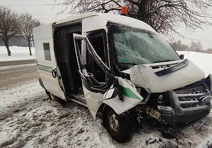 В Могилеве микроавтобус врезался в дерево: пассажир с травмами доставлен в больницу