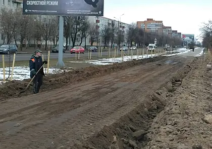 На улице Островского в Могилеве начали ремонт тротуара