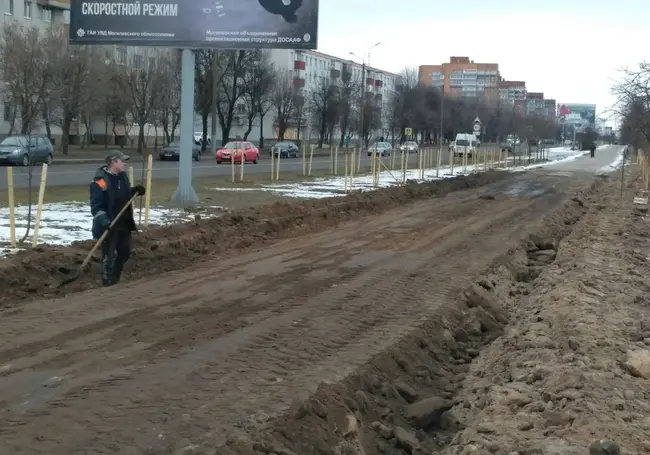 На улице Островского в Могилеве начали ремонт тротуара