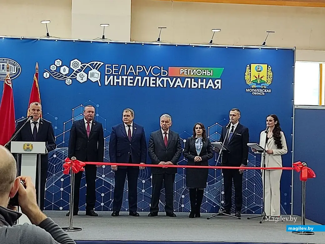 Во время открытия научно-технической выставки «Беларусь интеллектуальная». Могилев, 24.02.2023 г.