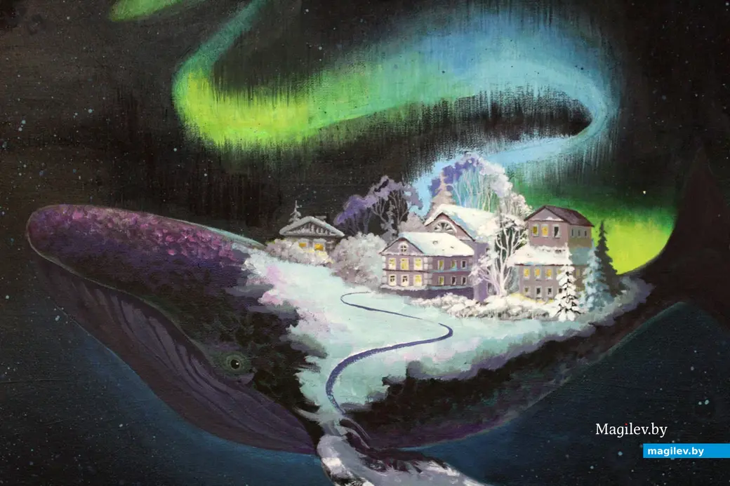 Один из детских вариантов воплощения в жизнь темы кита, как дома. Проект «Арт-сезоны с Гекльберри» в музее Бялыницкого-Бирули. Могилев, февраль 2023 года.